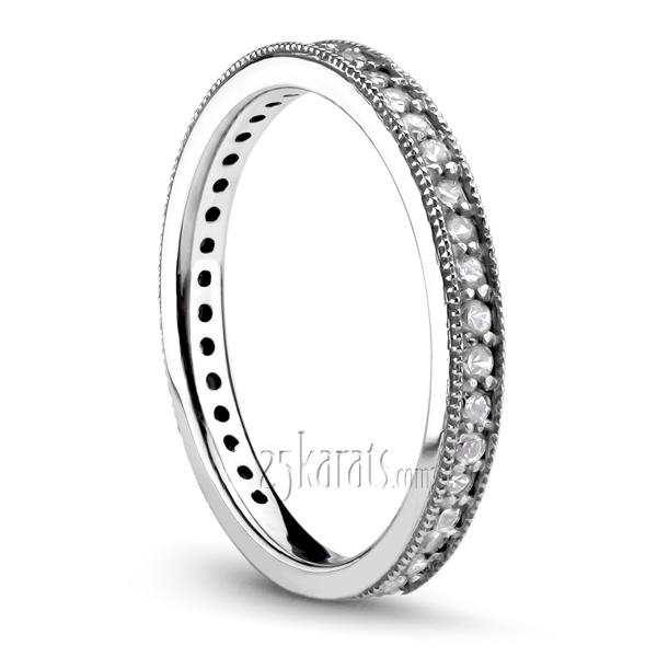 14K white gold Pave Set Anniversary Band With Migrain Edge (1/3 ct. tw.) - alternate view 2