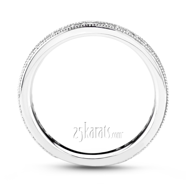 14K white gold Pave Set Anniversary Band With Migrain Edge (1/3 ct. tw.) - alternate view 3