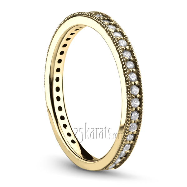14K white gold Pave Set Anniversary Band With Migrain Edge (1/3 ct. tw.) - alternate view 4