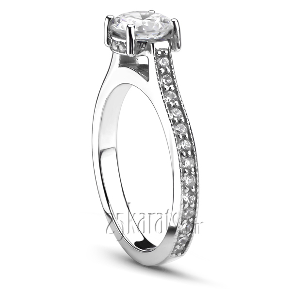 14K white gold Elegant Four Prong Diamond Engagement Ring (1/2 ct. tw.) - main view