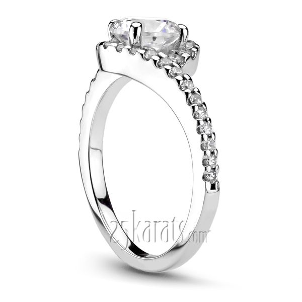 14K white gold Bypass Shank Halo Diamond Bridal Ring (1/4 ct. tw.) - main view