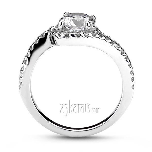 14K white gold Bypass Shank Halo Diamond Bridal Ring (1/4 ct. tw.) - alternate view 2