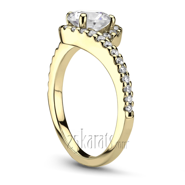 14K white gold Bypass Shank Halo Diamond Bridal Ring (1/4 ct. tw.) - alternate view 3