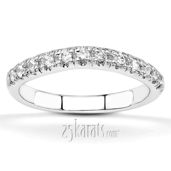14K white gold Curved diamond pave set matching band (0.28 ct. tw.) - main view