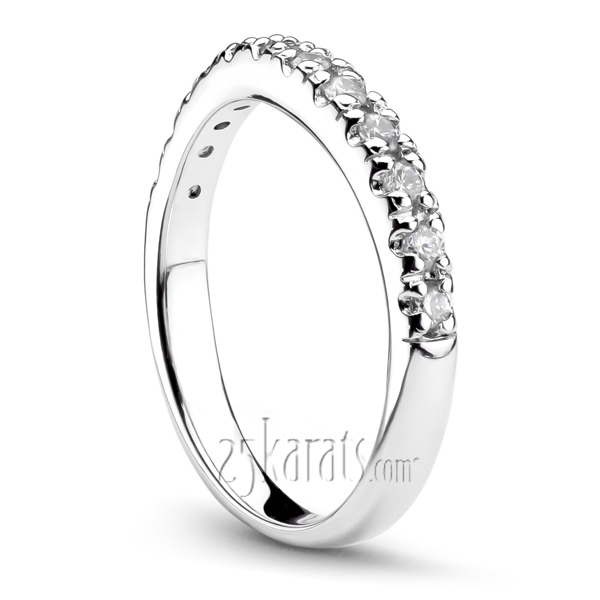 14K white gold Curved diamond pave set matching band (0.28 ct. tw.) - alternate view 2