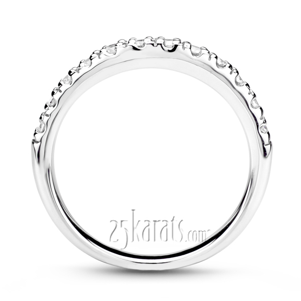 14K white gold Curved diamond pave set matching band (0.28 ct. tw.) - alternate view 3