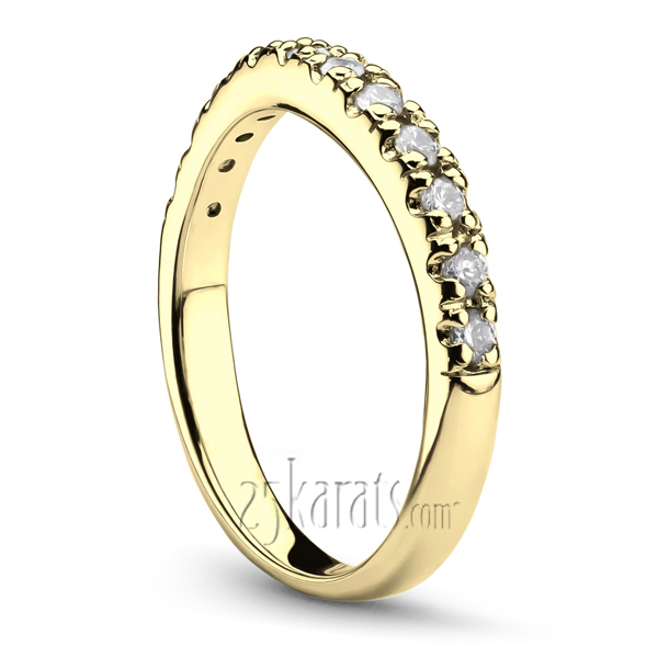 14K white gold Curved diamond pave set matching band (0.28 ct. tw.) - alternate view 4