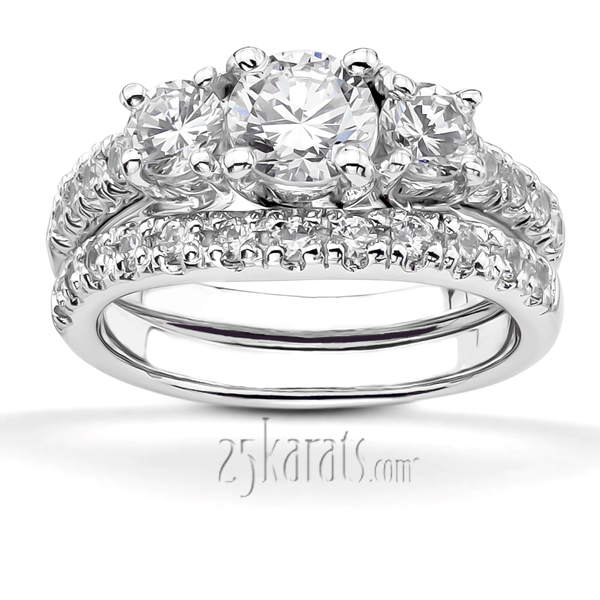 14K white gold Trellis Setting Three Stone Diamond Engagement Ring (0.70 ct. tw.) - alternate view 5