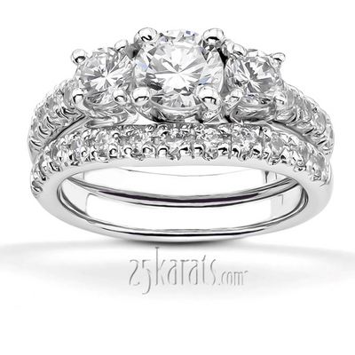 Trellis Setting Three Stone Diamond Engagement Ring (0.90 ct. tw. ) thumbnail 5