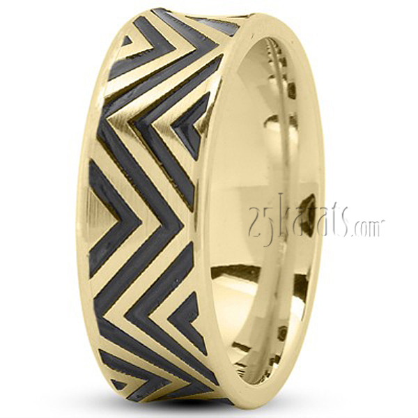 Black Plated Fancy Wedding Band - view 2