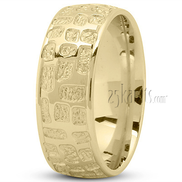 10K yellow gold 8mm. high polish Milled-Custom-Wedding-Ring - alternate view 2