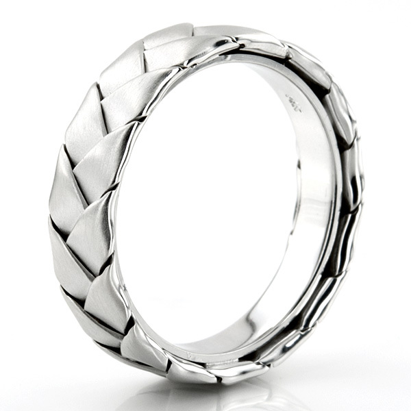 10K white gold 7mm. satin hand-made-hand-woven-wedding-band - alternate view 10