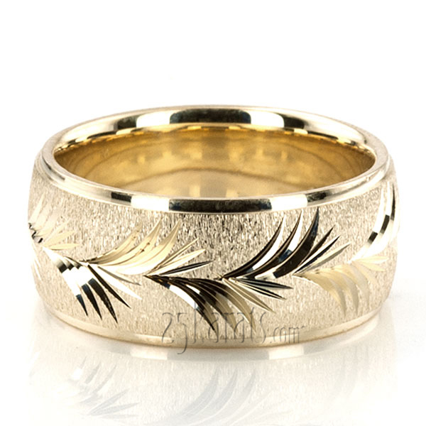 Leaf Design Fancy Carved Wedding Band 