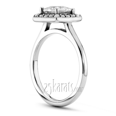 Halo Style Bead Set Diamond Engagement Ring Princess Cut Center  thumbnail 2