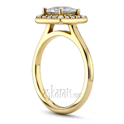 Halo Style Bead Set Diamond Engagement Ring Princess Cut Center  thumbnail 4