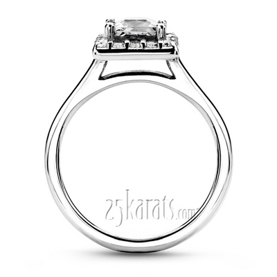 Halo Style Bead Set Diamond Engagement Ring Princess Cut Center  thumbnail 3