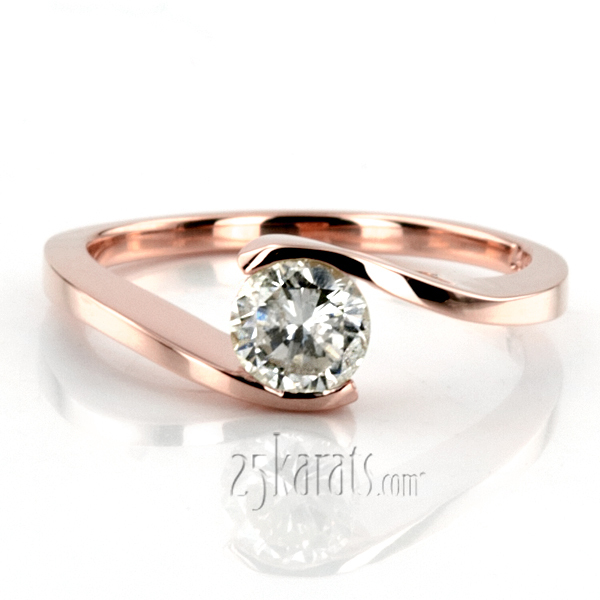 14K white gold Round Cut Tension Set Solitaire Engagement Ring - alternate view 5