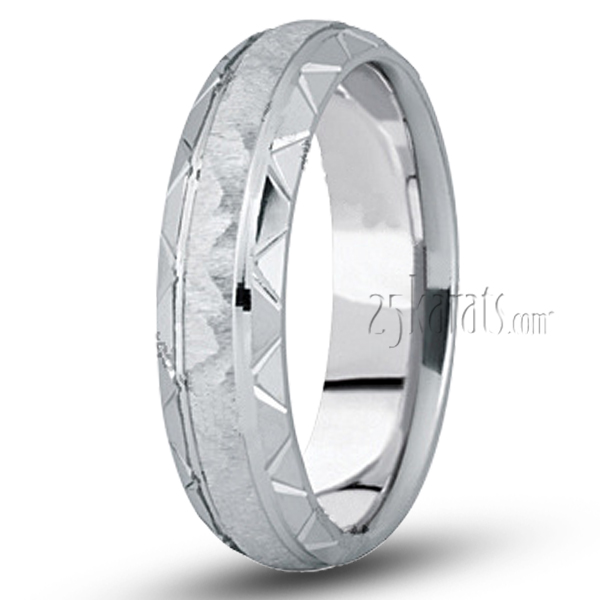 Grooved-Edge Designer Wedding Band - main view