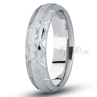 Grooved-Edge Designer Wedding Band - main view thumbnail