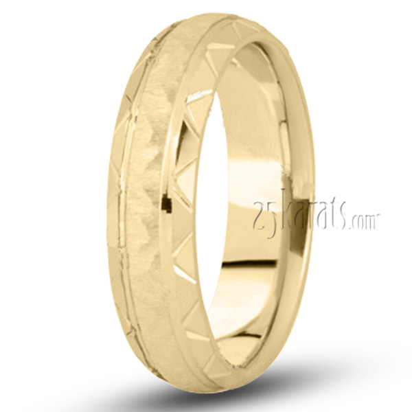 Grooved-Edge Designer Wedding Band - view 2