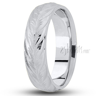 Symmetrical Leaf Pattern Wedding Ring - main view thumbnail