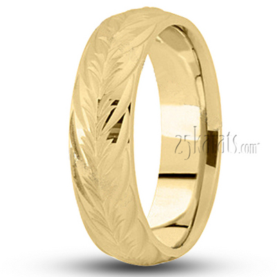 Symmetrical Leaf Pattern Wedding Ring - view 2 thumbnail