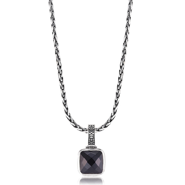 Sterling silver black onyx necklace pendant - view 1