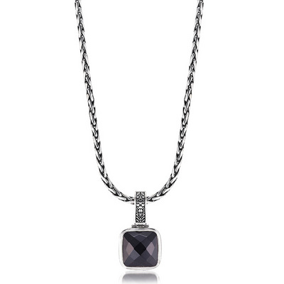 Sterling silver black onyx necklace pendant thumbnail 1