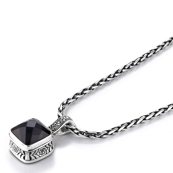 Sterling silver black onyx necklace pendant - view 2
