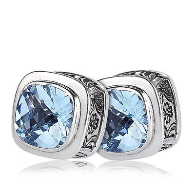 Sterling silver blue topaz earrings by Sara Blaine thumbnail 1
