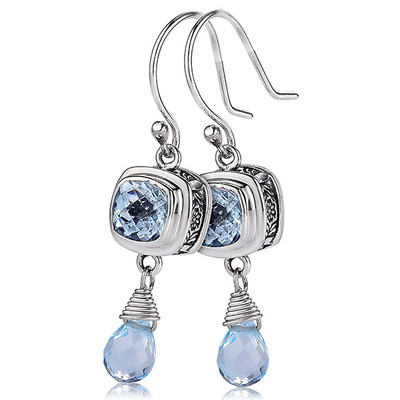 Sterling silver blue topaz earrings by Sara Blaine thumbnail 1