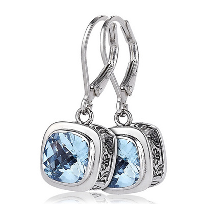 Sterling silver blue topaz earrings by Sara Blain thumbnail 1