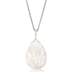Sterling Silver laser cut white mother of pearl necklace/pendant