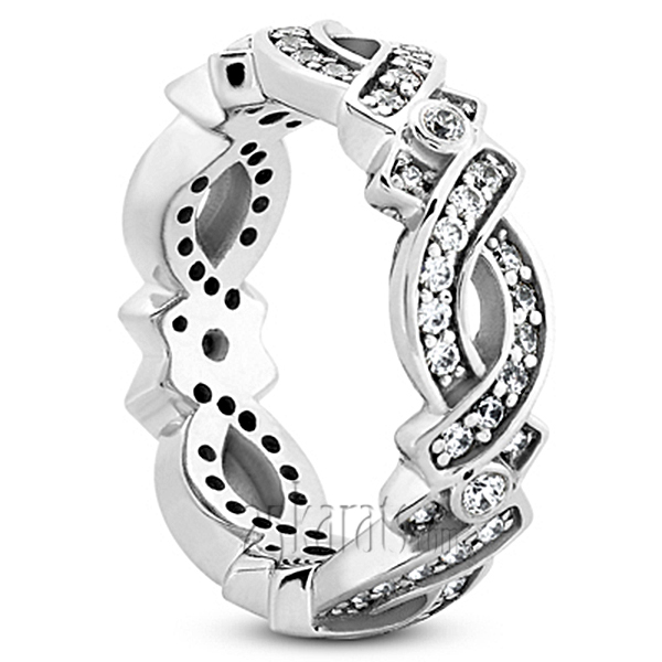 14K white gold Elegant Bead Set Eternity Wedding Band (0.72 ct. tw.) 2 - alternate view 3
