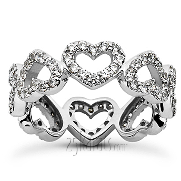 14K white gold Heart Design Eternity Wedding Band (0.96ct) 4 - main view