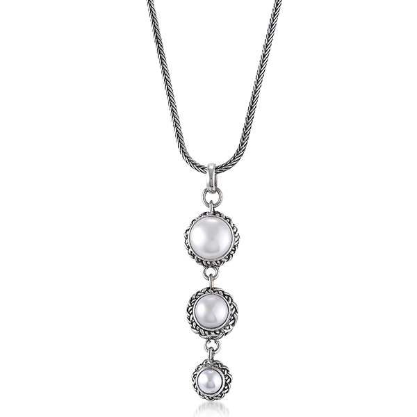 Sterling silver and white mother of pearl necklace/pendant - view 1