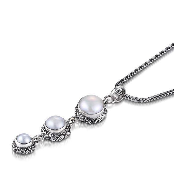 Sterling silver and white mother of pearl necklace/pendant - view 2