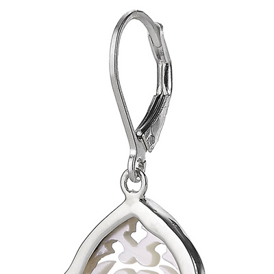 Sterling Silver laser cut white mother of pearl earrings thumbnail 3