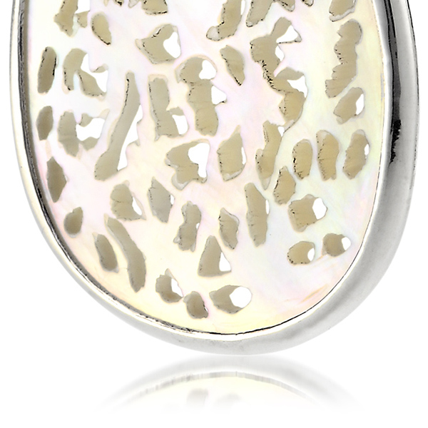 Sterling Silver laser cut white mother of pearl earrings - view 2