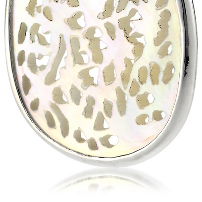 Sterling Silver laser cut white mother of pearl earrings thumbnail 2