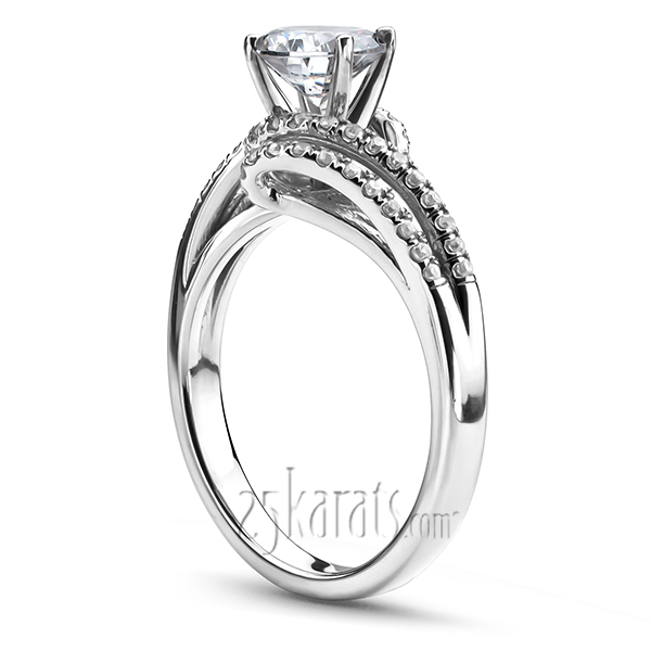 14K white gold Micro Pave Set Split Shank ByPass Diamond Engagement Ring (1/3 ct. tw.) - alternate view 2