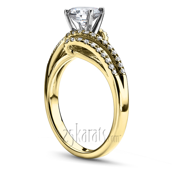 14K white gold Micro Pave Set Split Shank ByPass Diamond Engagement Ring (1/3 ct. tw.) - alternate view 3