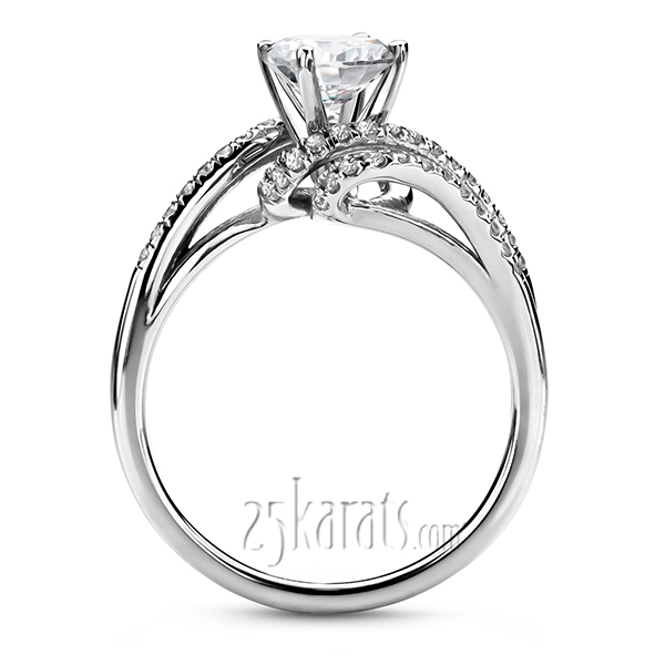 14K white gold Micro Pave Set Split Shank ByPass Diamond Engagement Ring (1/3 ct. tw.) - alternate view 4