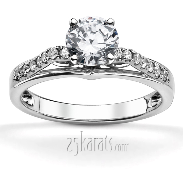 14K white gold Micro Pave Set Diamond Engagement Ring (1/5 ct. tw.) - main view