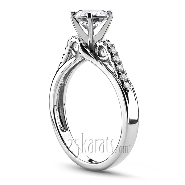 14K white gold Micro Pave Set Diamond Engagement Ring (1/5 ct. tw.) - alternate view 2