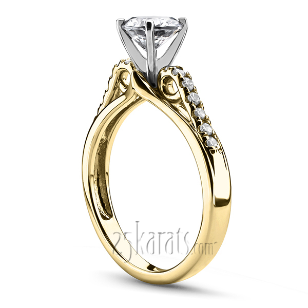14K white gold Micro Pave Set Diamond Engagement Ring (1/5 ct. tw.) - alternate view 3