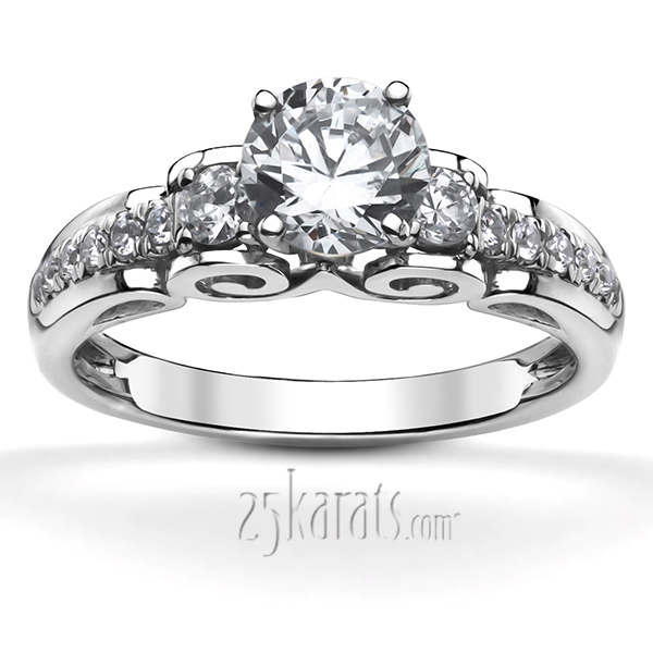 Micro Pave Scroll Diamond Engagement Ring (1/3 ct. t.w.)