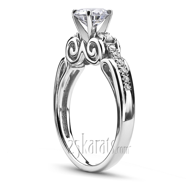 14K white gold Micro Pave Scroll Diamond Engagement Ring (1/3 ct. tw.) - alternate view 2
