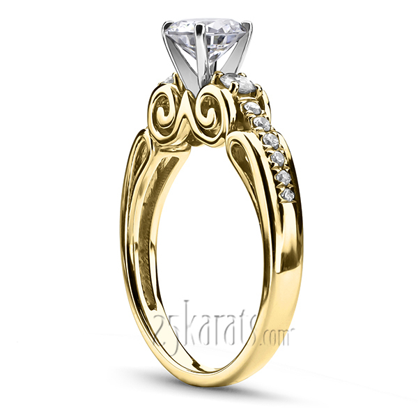 14K white gold Micro Pave Scroll Diamond Engagement Ring (1/3 ct. tw.) - alternate view 3