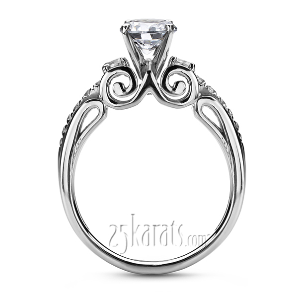 14K white gold Micro Pave Scroll Diamond Engagement Ring (1/3 ct. tw.) - alternate view 4